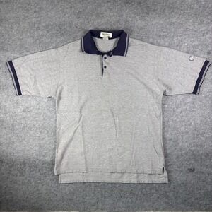Vintage Willow Pointe Grey Herringbone Polo Shirt XL Midwest Cabinets Cotton